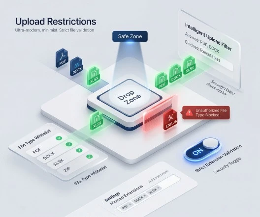 Allowed file extensions and upload restrictions for document libraries