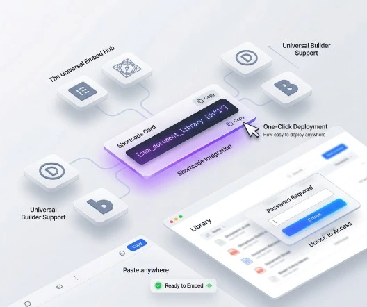 Document library embedded on the front end with search and shortcode