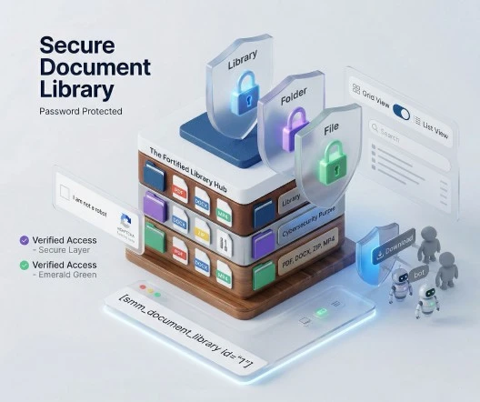 WordPress media library security: password protection, Captcha, and upload controls