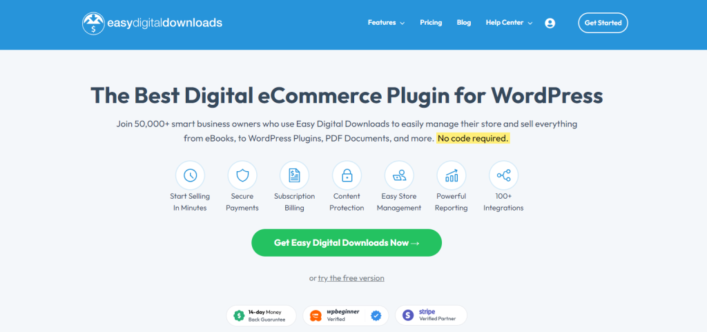 Easy Digital Downloads homepage - BdThemes