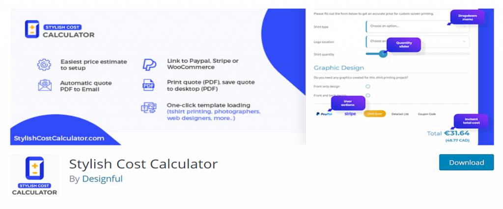 Stylish Cost Calculator - BdThemes