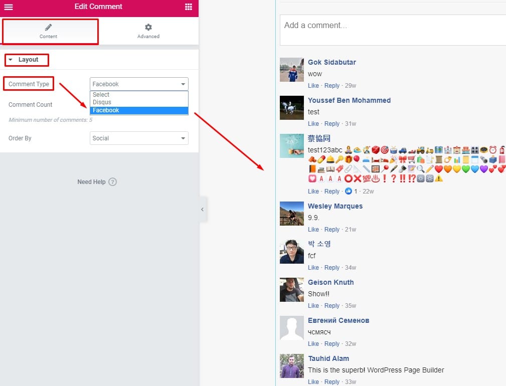 WordPress Use Comment Widget for facebook