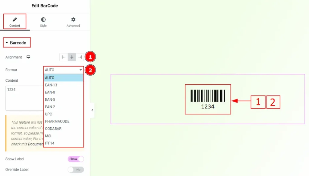Barcode Section
