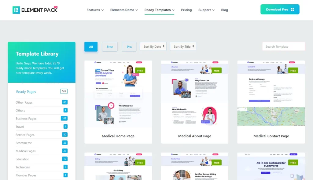 Element Pack Template Library