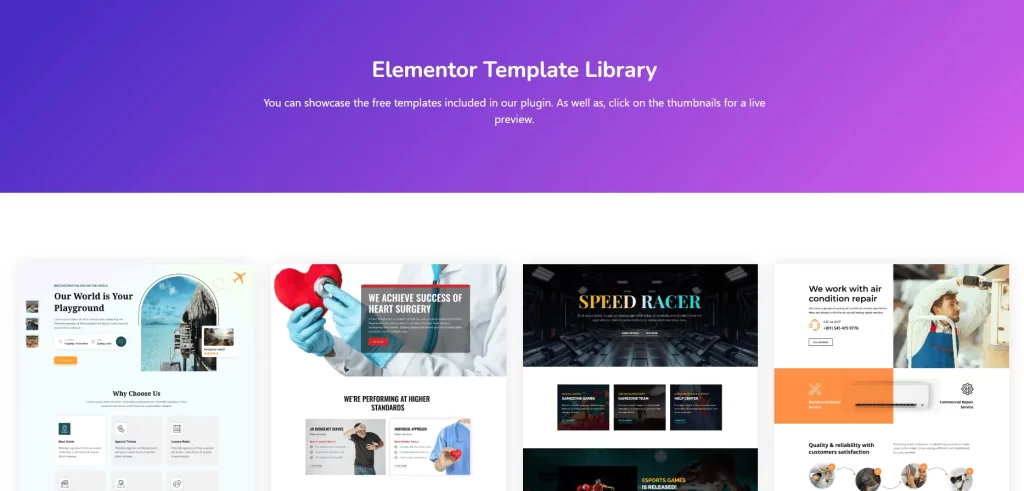LayoutsforElementor template Library