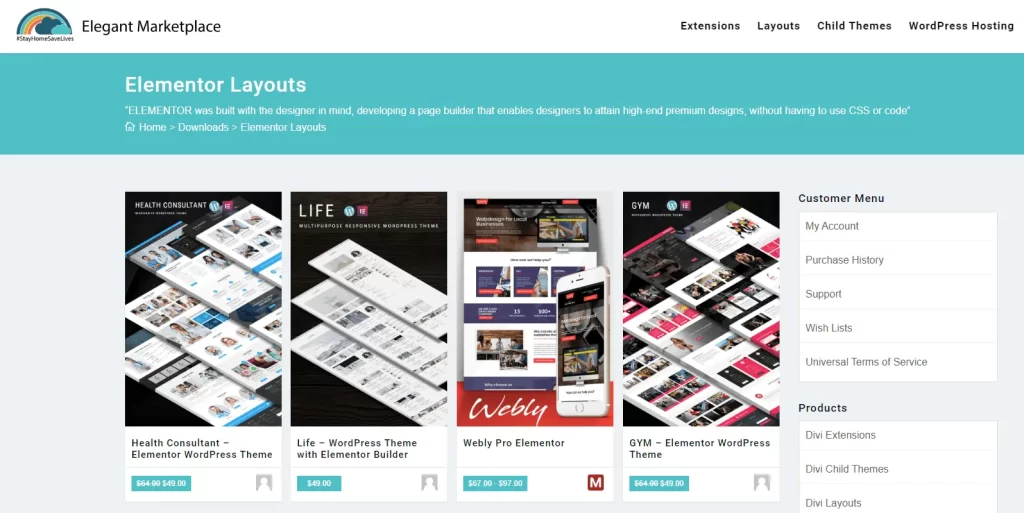 elegantmarketplace elementor layouts - BdThemes