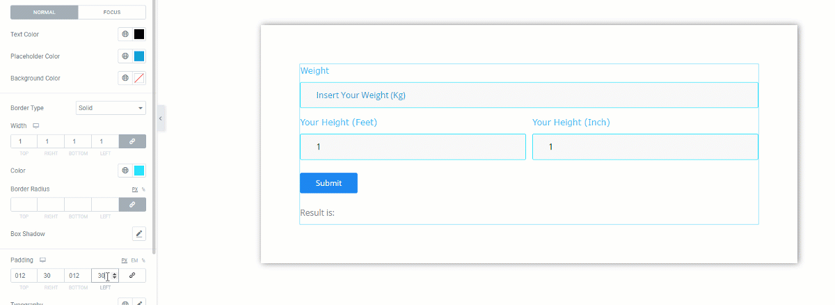 BMI calculator in elementor12 - BdThemes