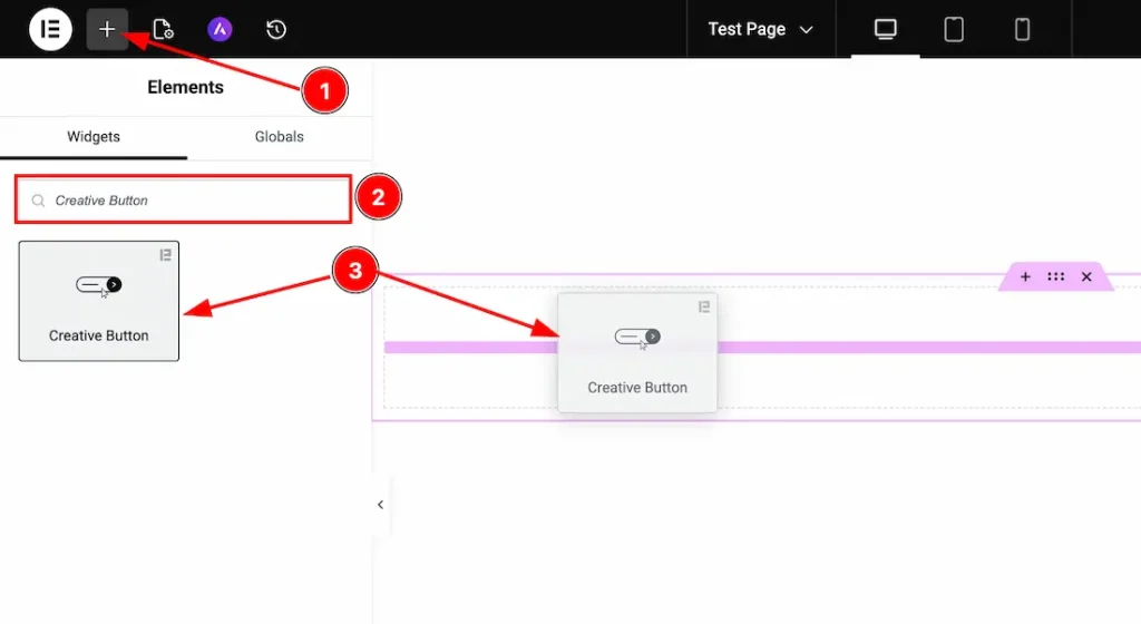 Inserting the Creative Button widget