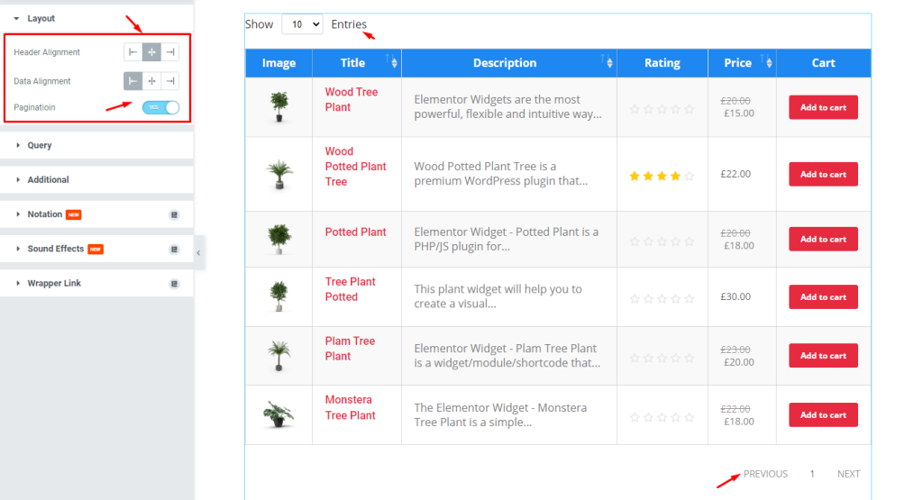 Product Table widget doc 2 - BdThemes