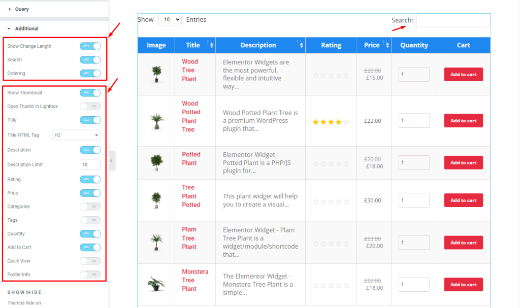 Product Table widget doc 4 - BdThemes