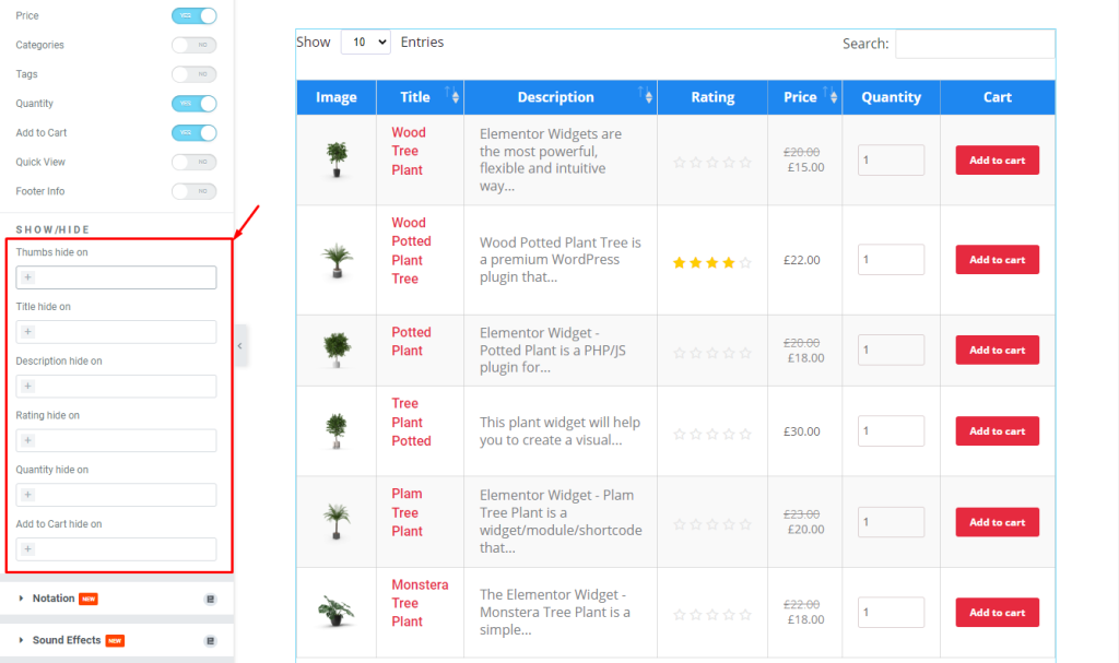 Product Table widget doc 5 1 - BdThemes