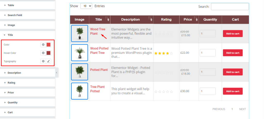 Product Table widget doc 9 - BdThemes
