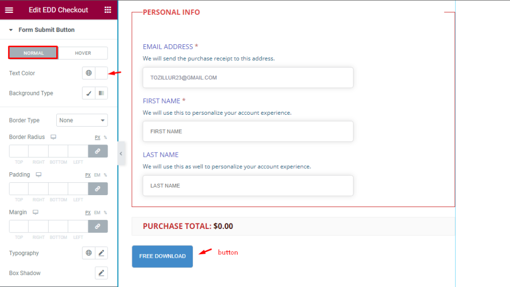 Form submit Button Normal - BdThemes