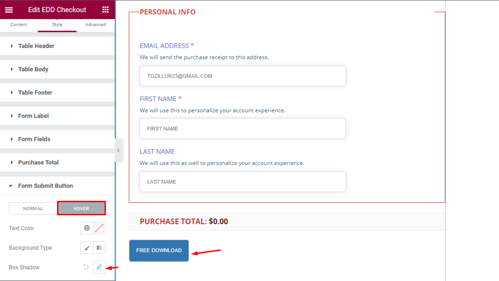 Form submit Button hover - BdThemes