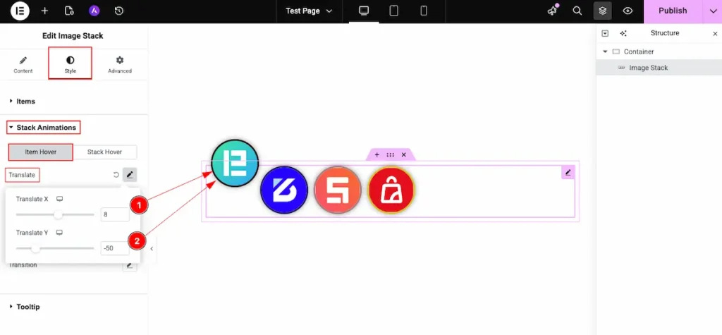 Stack animations 1 translate - BdThemes