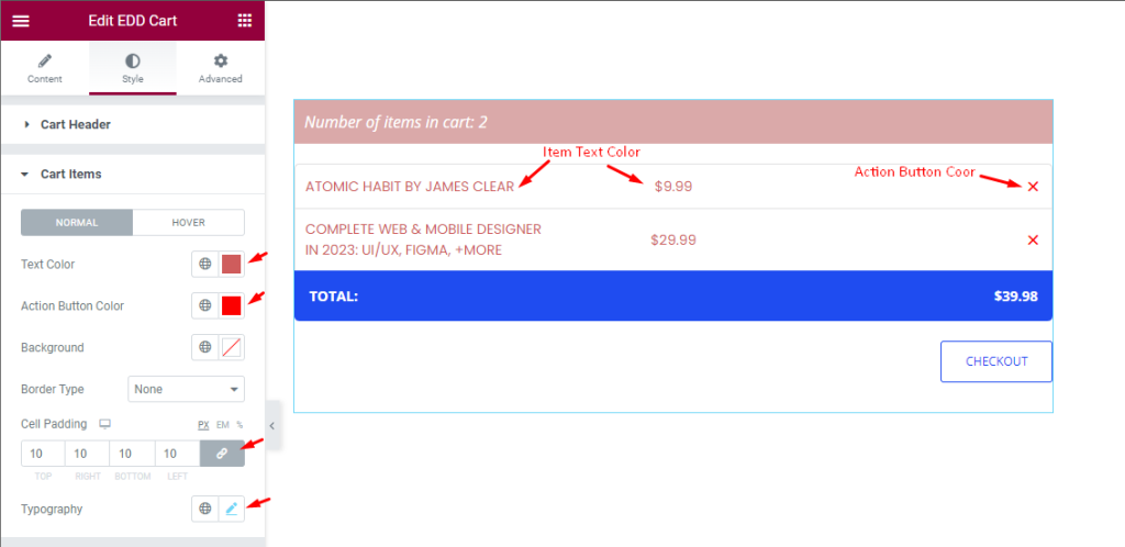 cart items - BdThemes