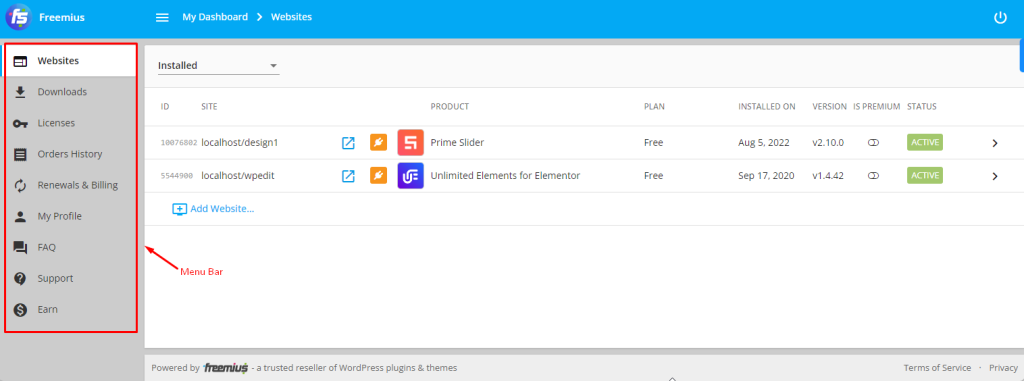freemius dashboard - BdThemes
