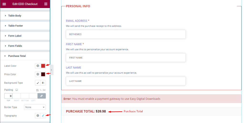purchase total - BdThemes