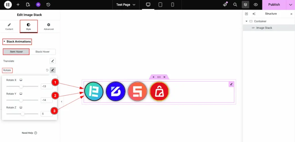 stack animation 2 roate - BdThemes