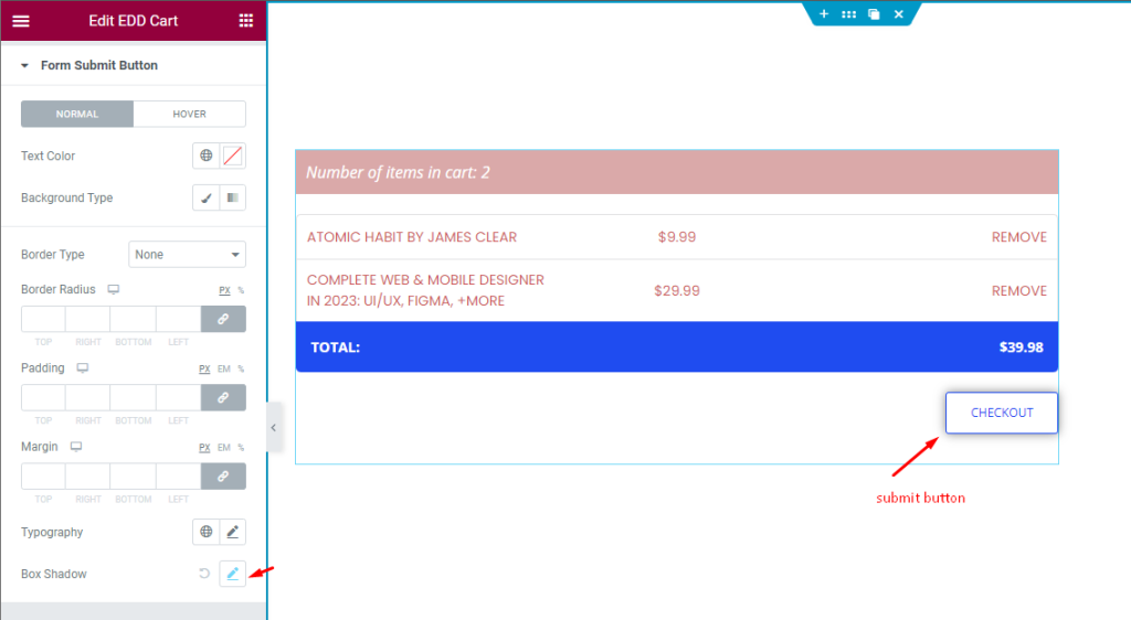 submit button added box shadow - BdThemes