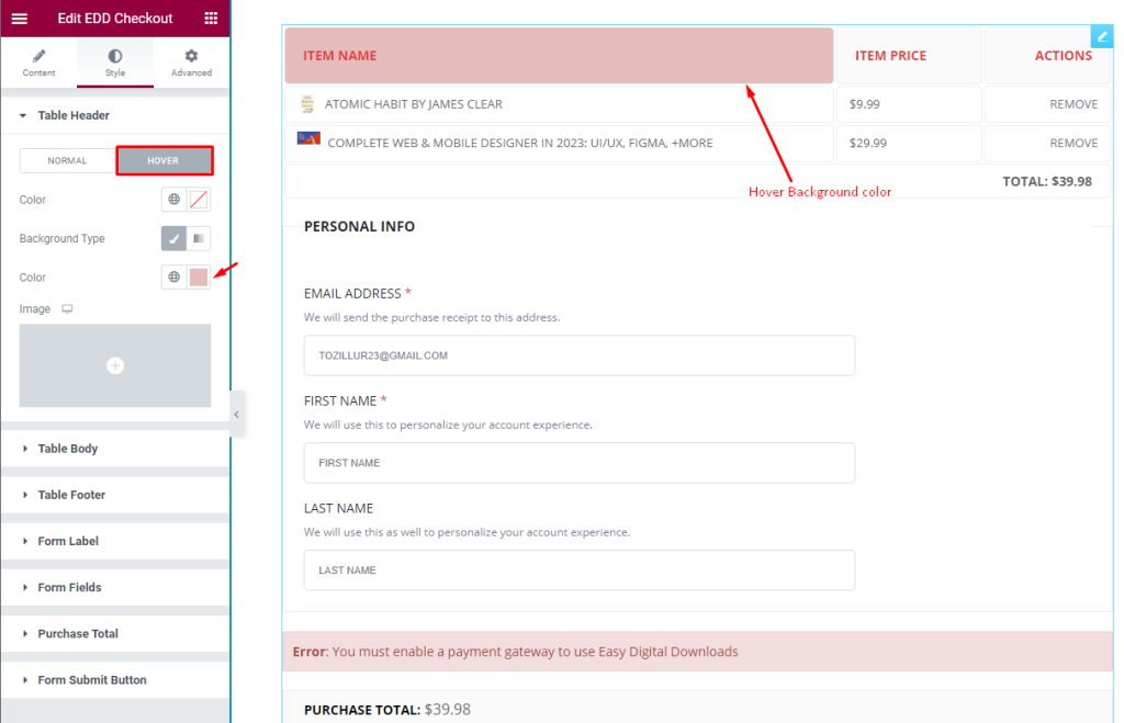 table header hover - BdThemes