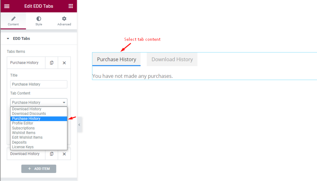 edd tabs select tab content - BdThemes