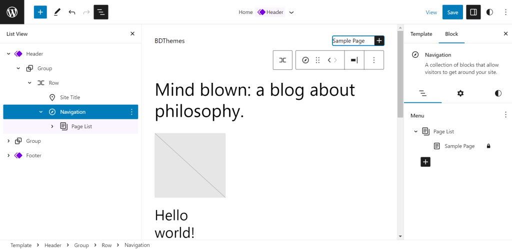 block UX navigation