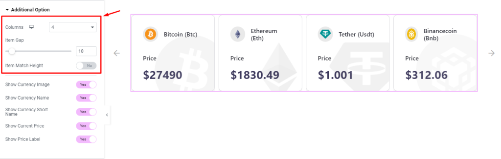 Crypto Currency Carousel widget 4 - BdThemes