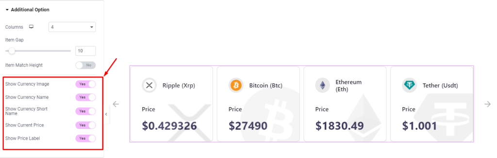 Crypto Currency Carousel widget 5 - BdThemes
