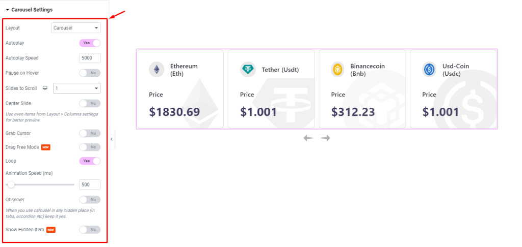 Crypto Currency Carousel widget 9 - BdThemes