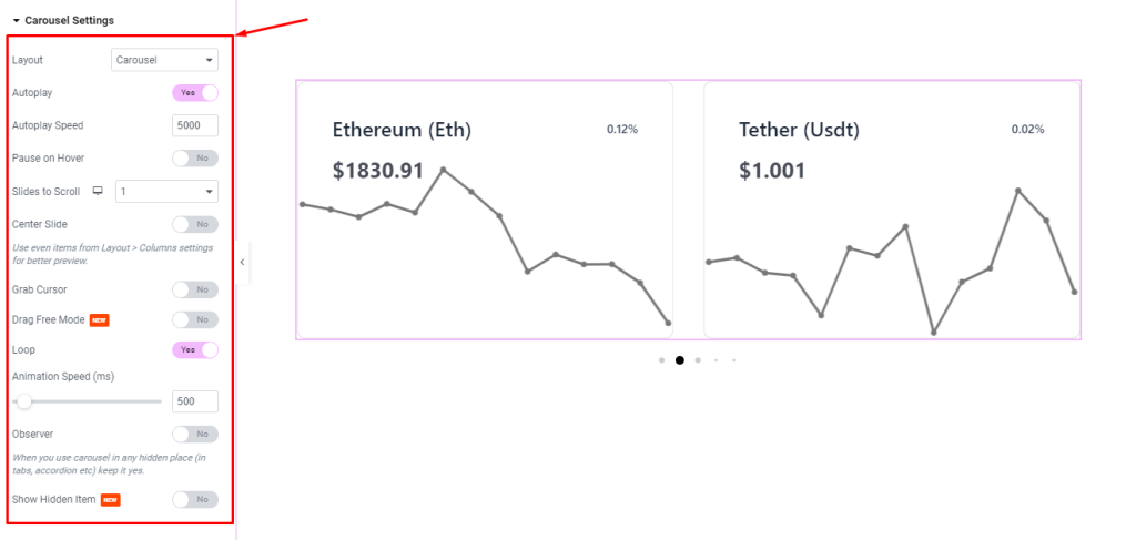 Crypto Currency Chart Carousel widget 6 - BdThemes