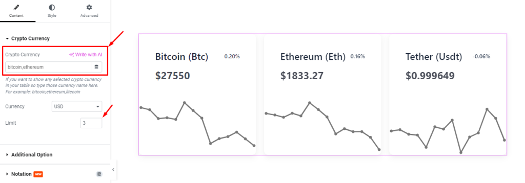 Crypto Currency Chart widget 2 - BdThemes