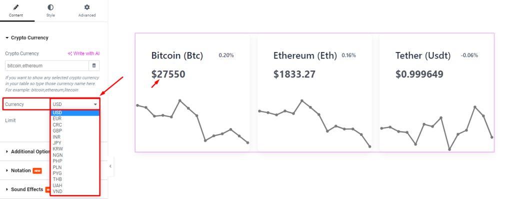 Crypto Currency Chart widget 3 - BdThemes