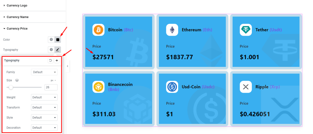 Crypto Currency Grid widget 11 - BdThemes