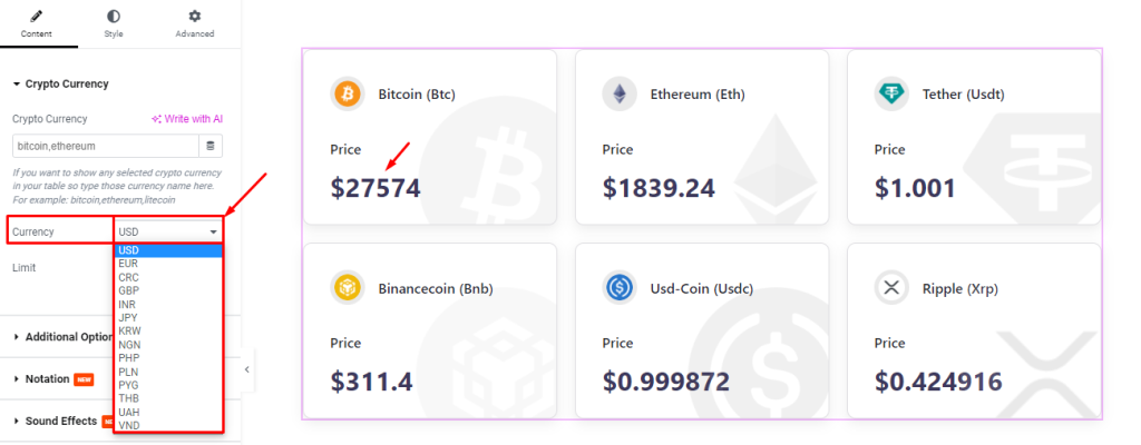 Crypto Currency Grid widget 3 - BdThemes
