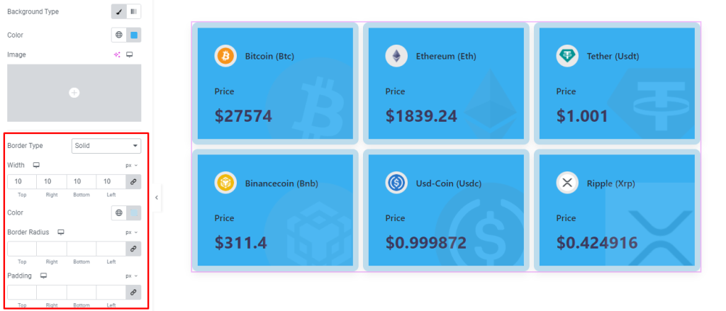 Crypto Currency Grid widget 6 - BdThemes