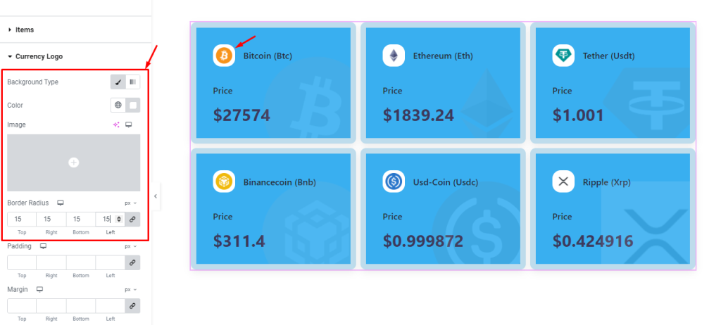 Crypto Currency Grid widget 7 - BdThemes