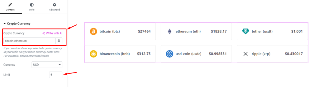 Crypto Currency List widget 2 - BdThemes