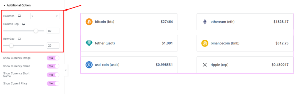 Crypto Currency List widget 4 - BdThemes