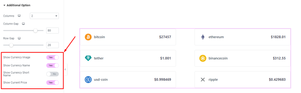 Crypto Currency List widget 5 - BdThemes