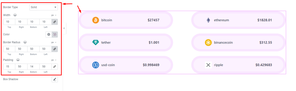 Crypto Currency List widget 7 - BdThemes