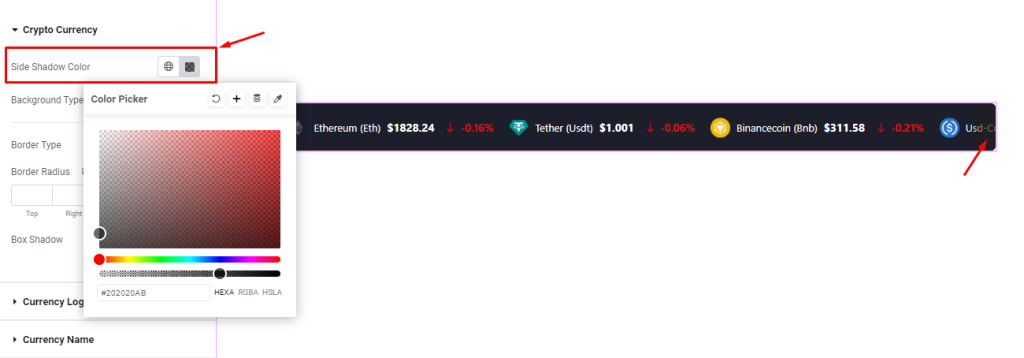 Crypto Currency Ticker widget 5 - BdThemes
