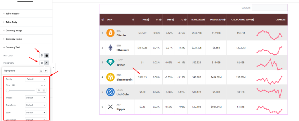 Crypto currency Table widget 14 - BdThemes