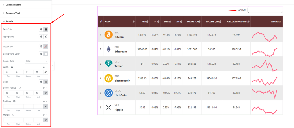 Crypto currency Table widget 15 - BdThemes