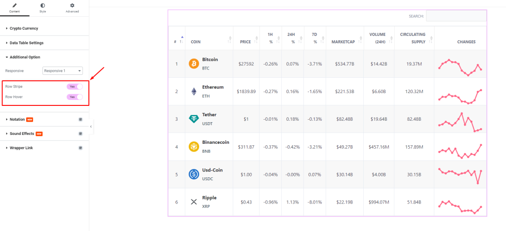 Crypto currency Table widget 6 - BdThemes