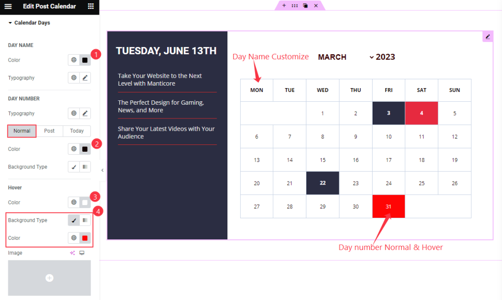 Calendar Days 1 Normal - BdThemes