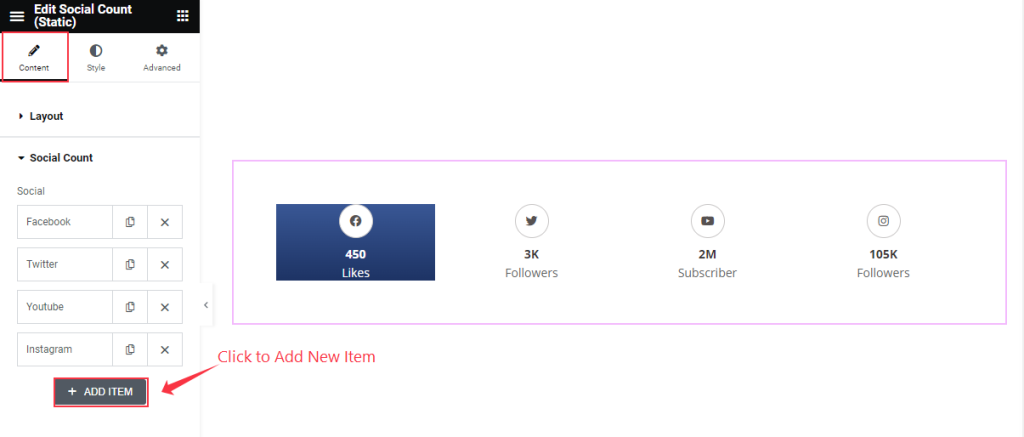 Social Count Add New Item - BdThemes