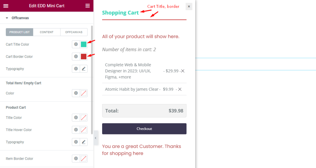 cart title and border - BdThemes