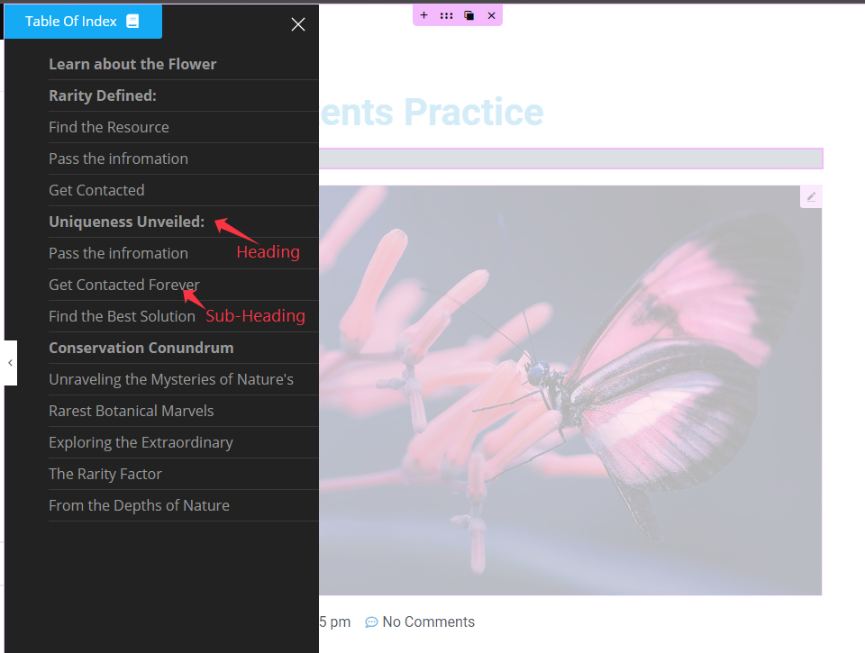 Default view of Table of Content - BdThemes