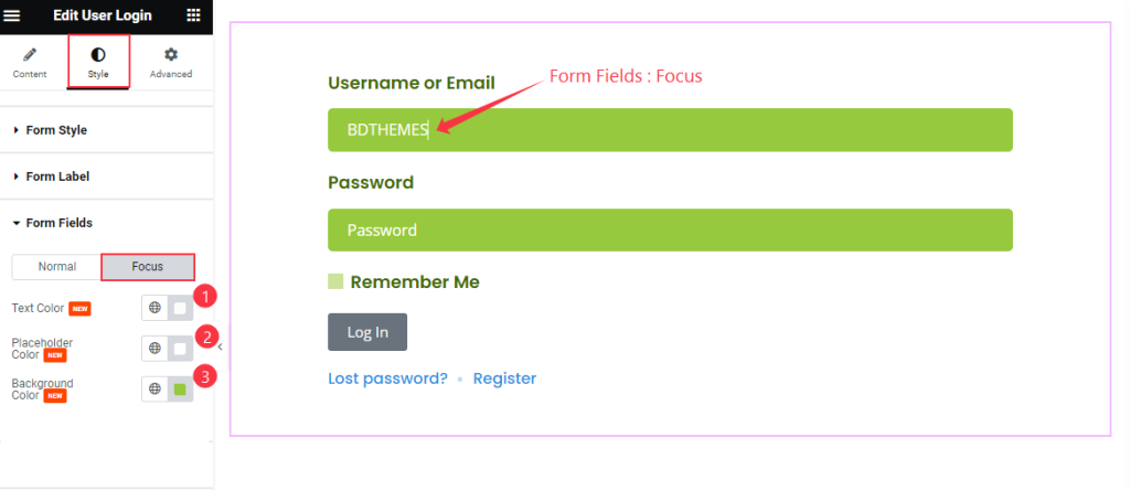 Form Fields Focus 2 - BdThemes